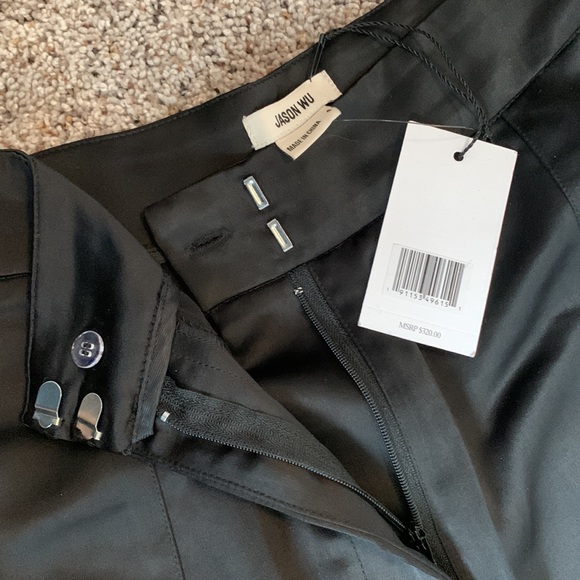 Jason Wu High Waisted Satin Tuxedo Pant with Glitter Detail - Picture 8 of 12